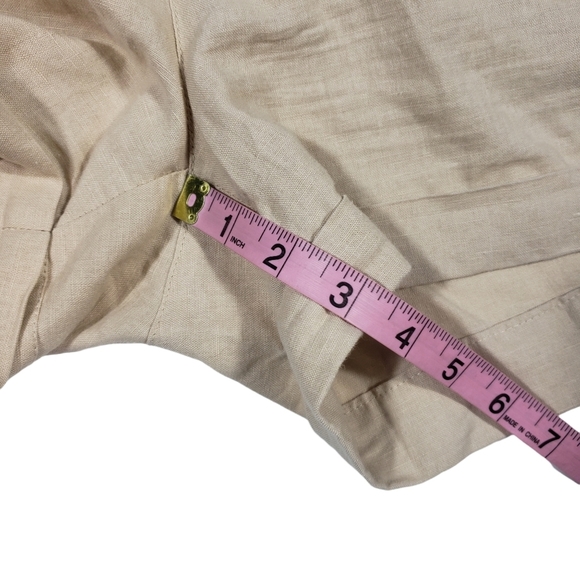 Papaya Tan Beige 100% Linen Shorts Size Large Cuffed Lightweight Breathable - Picture 13 of 13